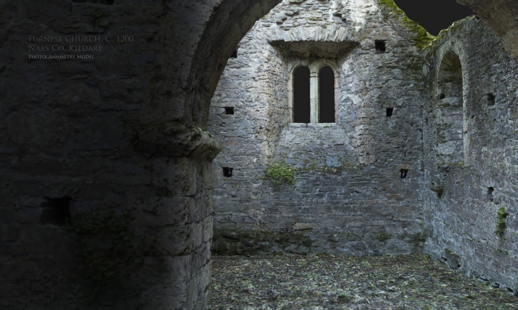 View into the chancel beneath the tufa roman arch.